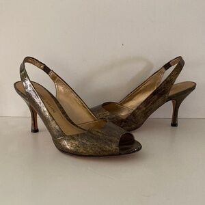 Antonio Melani Golden Bronze Peep Toe Slingback Heels/Size 8M/NEW/NEVER WORN!